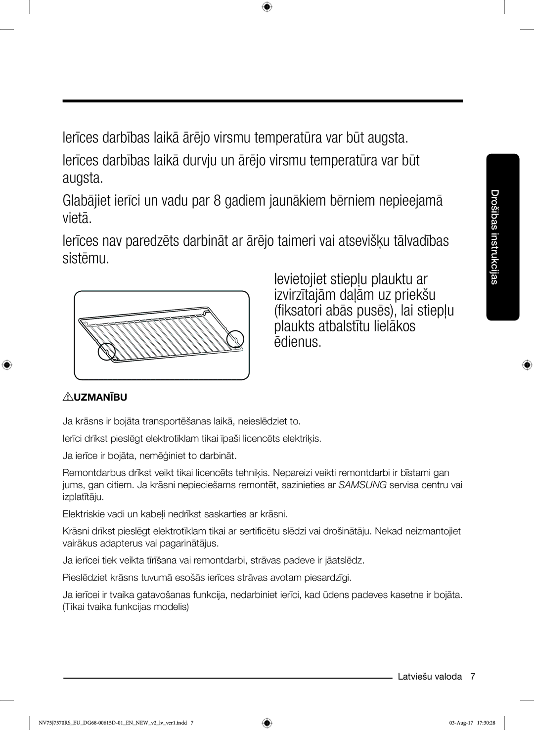 Samsung NV75J7570RS/EO manual Uzmanību 