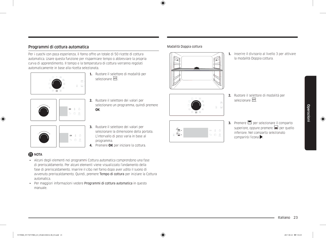 Samsung NV75J7570RS/ET manual Programmi di cottura automatica 