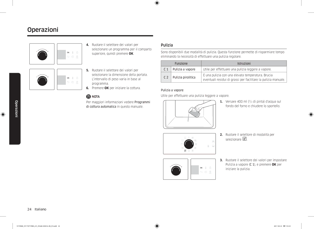 Samsung NV75J7570RS/ET manual Pulizia 