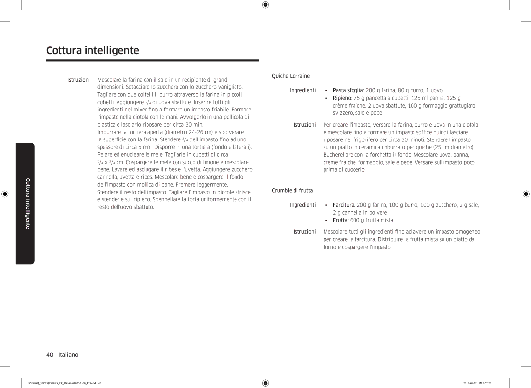 Samsung NV75J7570RS/ET manual Cottura intelligente 