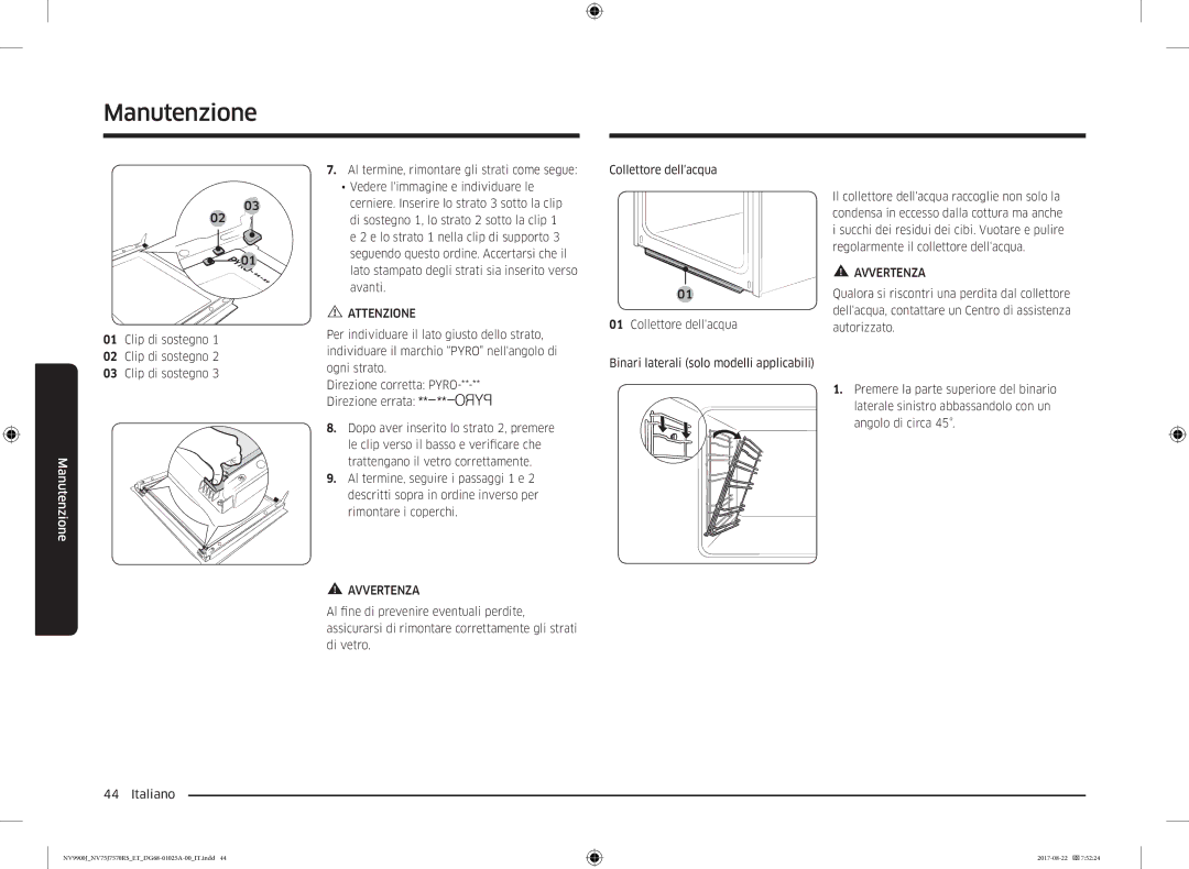 Samsung NV75J7570RS/ET manual Attenzione 