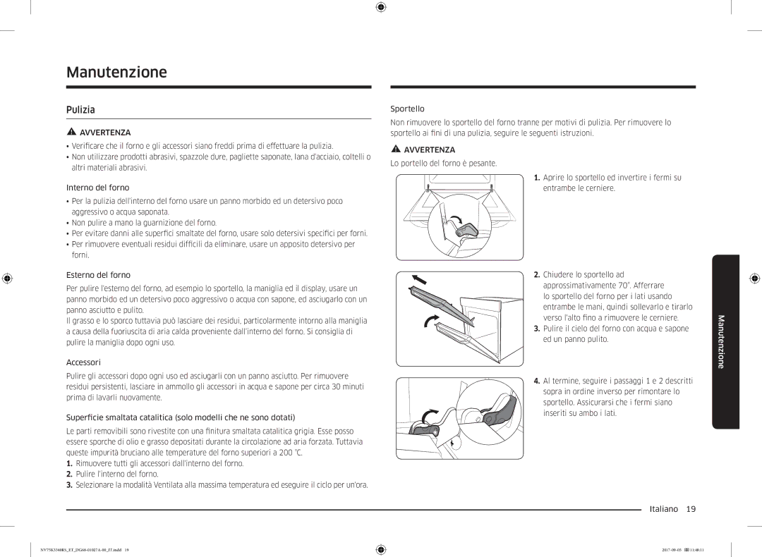 Samsung NV75K3340RS/ET, NV75K3340RB/ET manual Manutenzione, Pulizia 