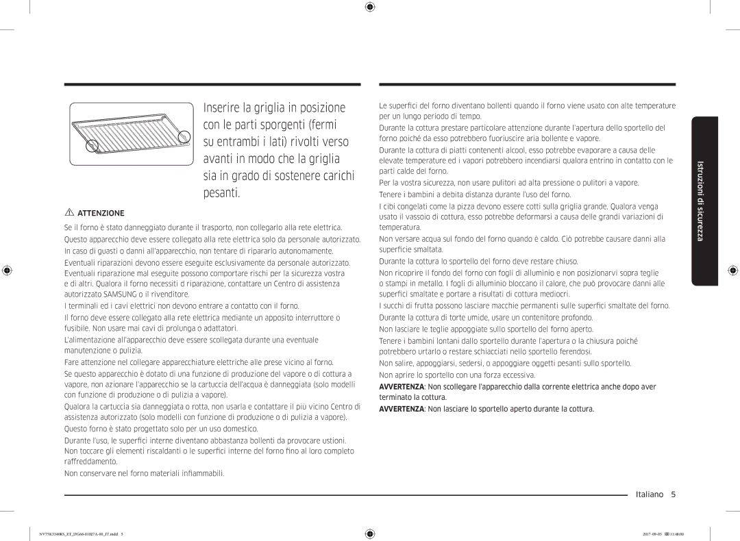 Samsung NV75K3340RS/ET, NV75K3340RB/ET manual Attenzione 