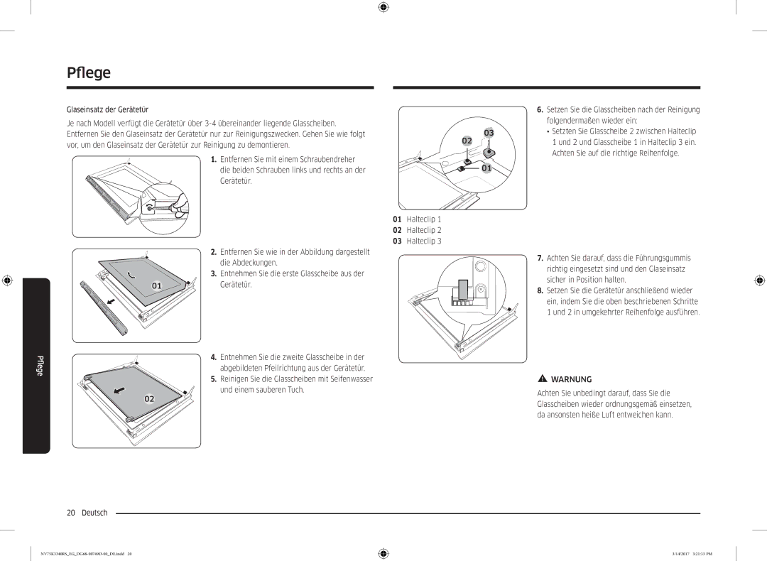 Samsung NV75K3340RS/EG manual Pfleg 