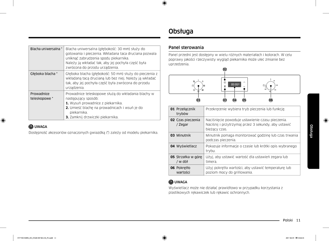 Samsung NV75K3340RS/EO manual Obsługa, Panel sterowania 