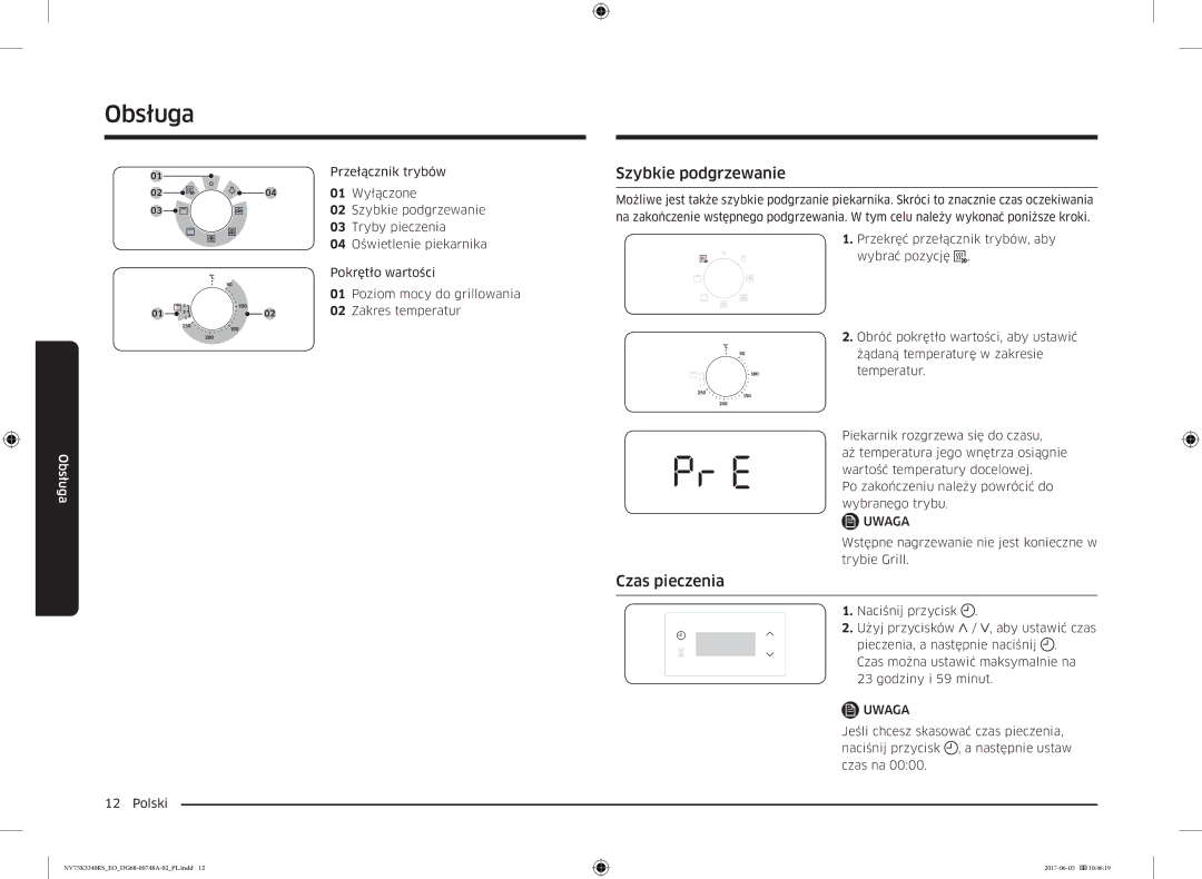 Samsung NV75K3340RS/EO manual Szybkie podgrzewanie, Czas pieczenia 