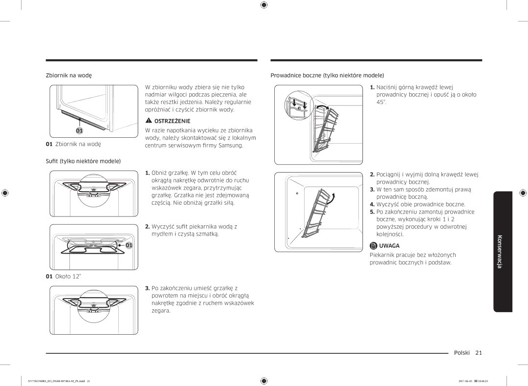 Samsung NV75K3340RS/EO manual Uwaga 