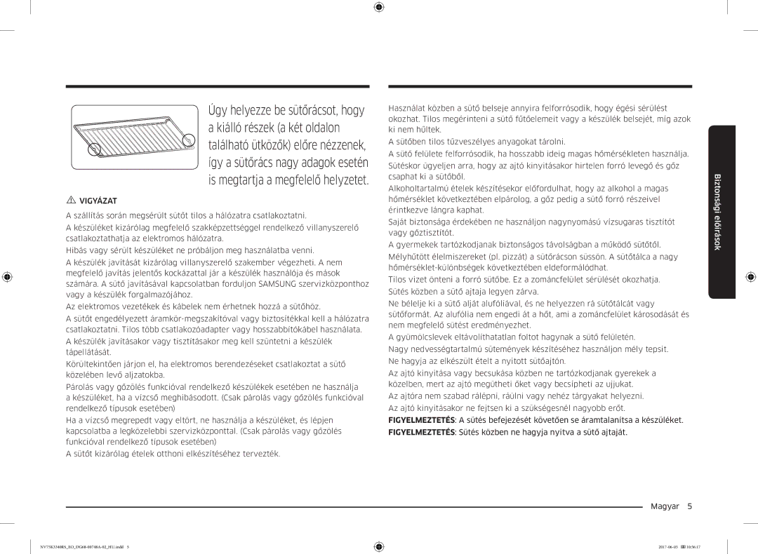 Samsung NV75K3340RS/EO manual Vigyázat 