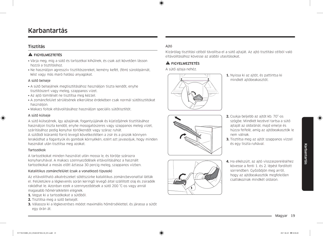 Samsung NV75K3340RS/EO manual Karbantartás, Tisztítás 