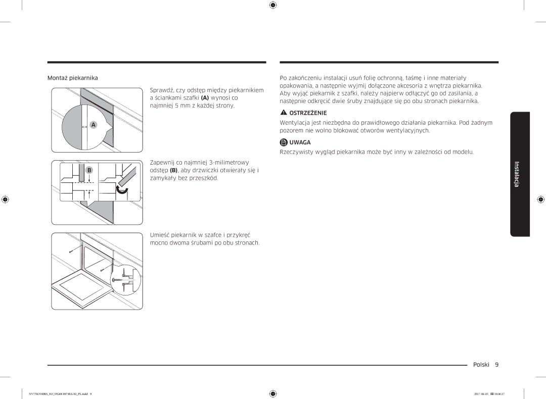 Samsung NV75K3340RS/EO manual Ostrzeżenie 