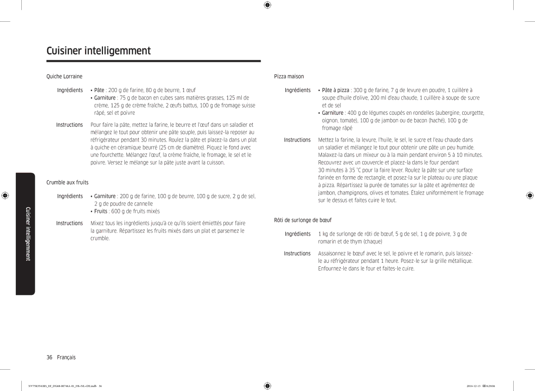 Samsung NV75K5541RS/EG, NV75K5541BS/EF, NV75K5541RS/EF manual Cuisiner intelligemment 