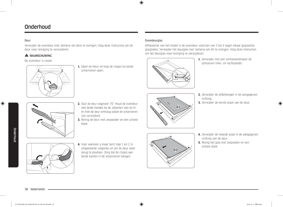 Samsung NV75K5541RS/EF, NV75K5541RS/EG, NV75K5541BS/EF manual Onderhoud 