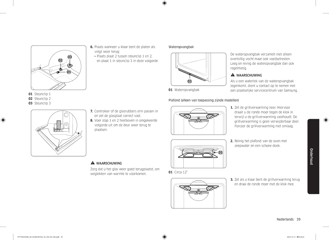 Samsung NV75K5541RS/EG, NV75K5541BS/EF, NV75K5541RS/EF manual Waarschuwing 