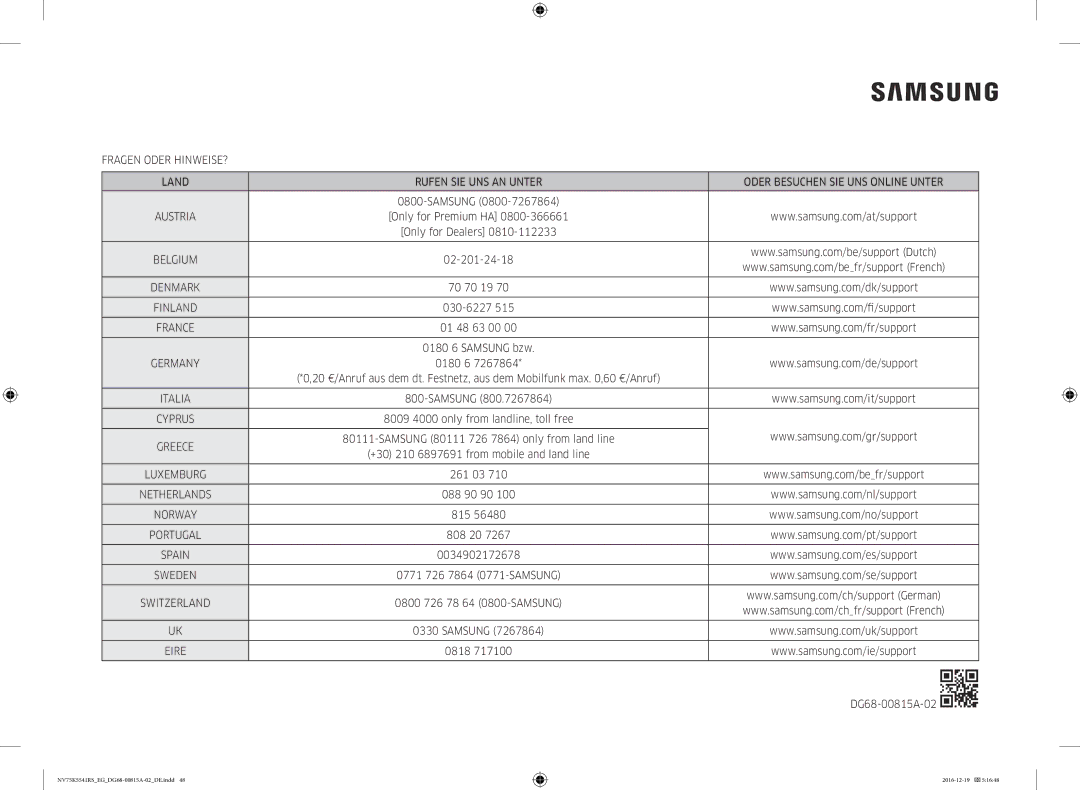 Samsung NV75K5541RS/EG Only for Premium HA Only for Dealers, 02-201-24-18, 70 70 19, 030-6227, 01 48 63 00, 0180 6, 261 03 