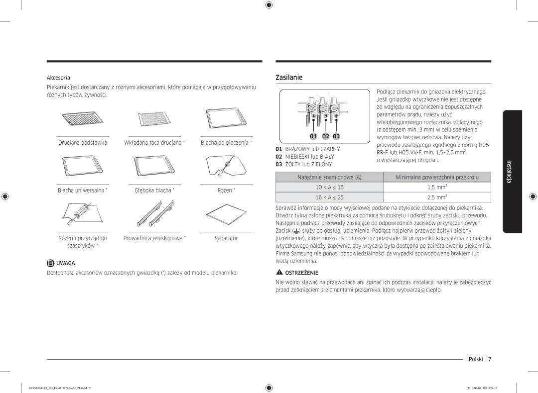 Samsung NV75K5541RS/EO manual Zasilanie 