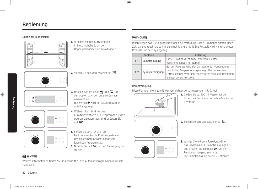 Samsung NV75K5571RS/EG, NV75K5571BS/EG, NV75K5571BS/EF manual Reinigung 