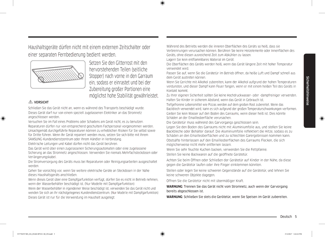 Samsung NV75K5571BS/EF, NV75K5571BS/EG, NV75K5571RS/EG manual Die Gerätetür muss während des Garvorgangs geschlossen sein 