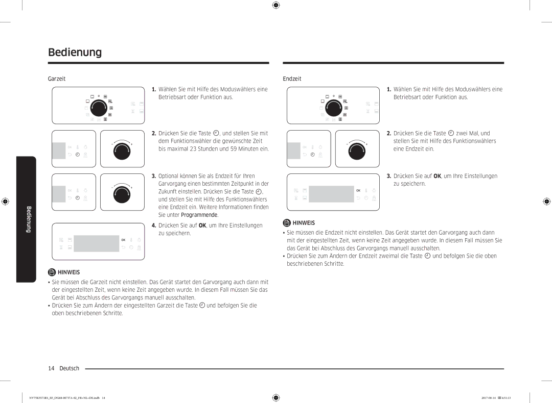 Samsung NV75K5571RM/EF manual Bedienung 