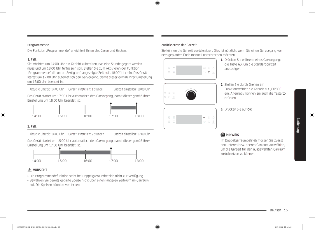 Samsung NV75K5571RM/EF manual Endzeit einstellen 1800 Uhr 