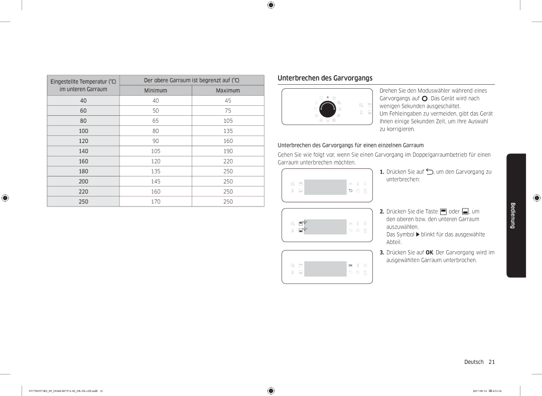 Samsung NV75K5571RM/EF manual Unterbrechen des Garvorgangs 