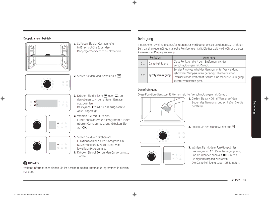 Samsung NV75K5571RM/EF manual Reinigung 