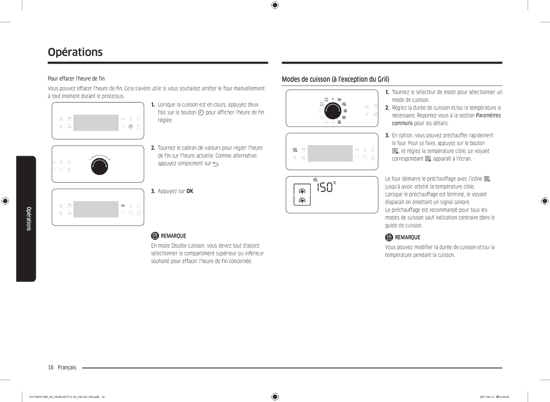 Samsung NV75K5571RM/EF manual Modes de cuisson à lexception du Gril, En option, vous pouvez préchauffer rapidement 