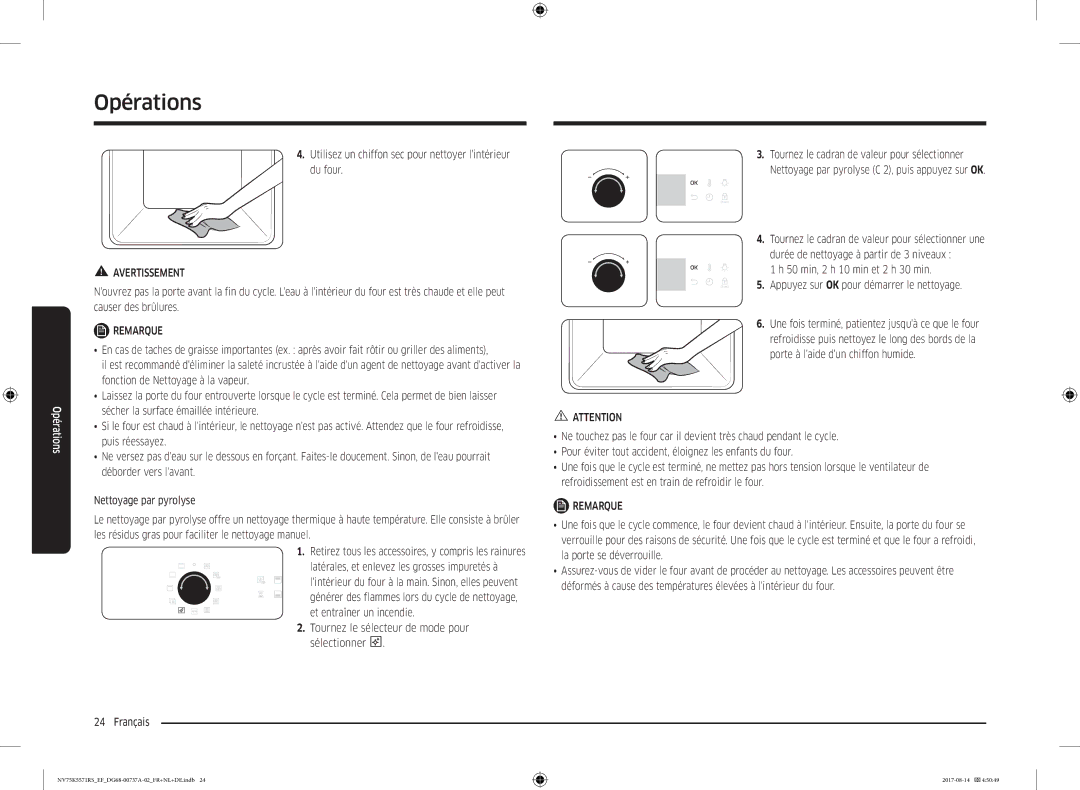 Samsung NV75K5571RM/EF manual Utilisez un chiffon sec pour nettoyer lintérieur du four 