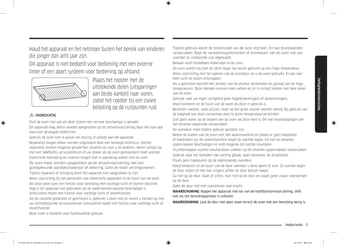 Samsung NV75K5571RM/EF manual Voorzichtig 