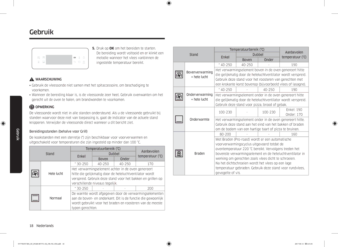 Samsung NV75K5571RM/EF manual Onder, Hitte die gelijkmatig door de heteluchtventilator wordt, 40-250 190, Enkel 