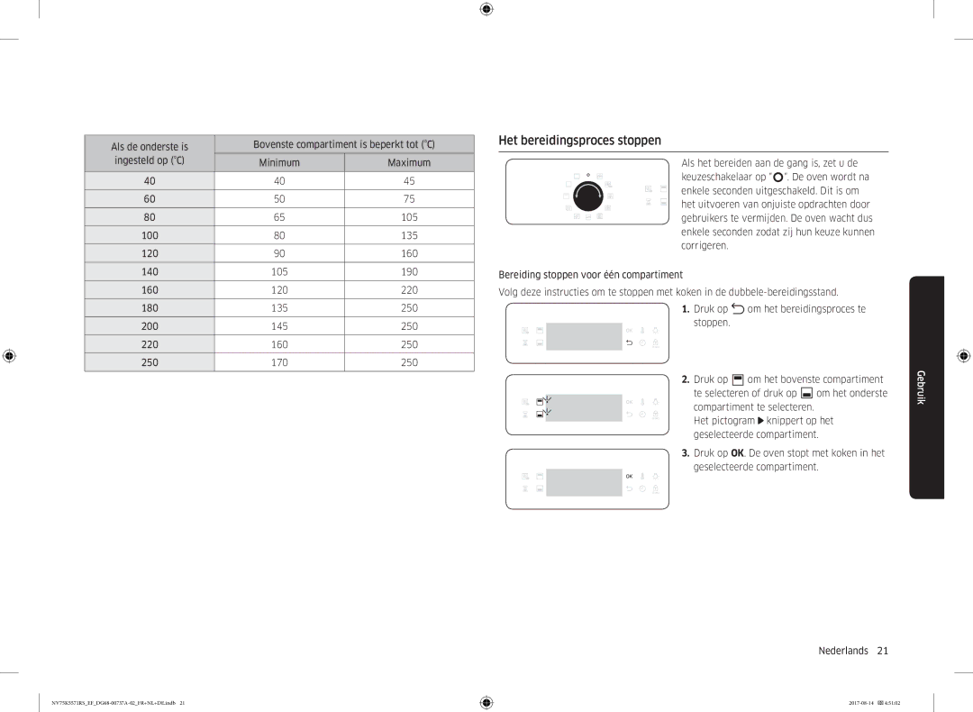 Samsung NV75K5571RM/EF manual Het bereidingsproces stoppen 