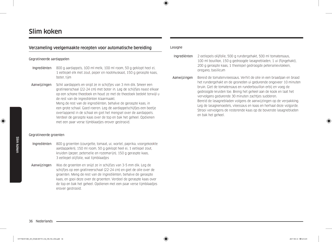 Samsung NV75K5571RM/EF manual Slim koken 