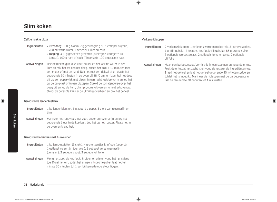 Samsung NV75K5571RM/EF manual Slim koken 