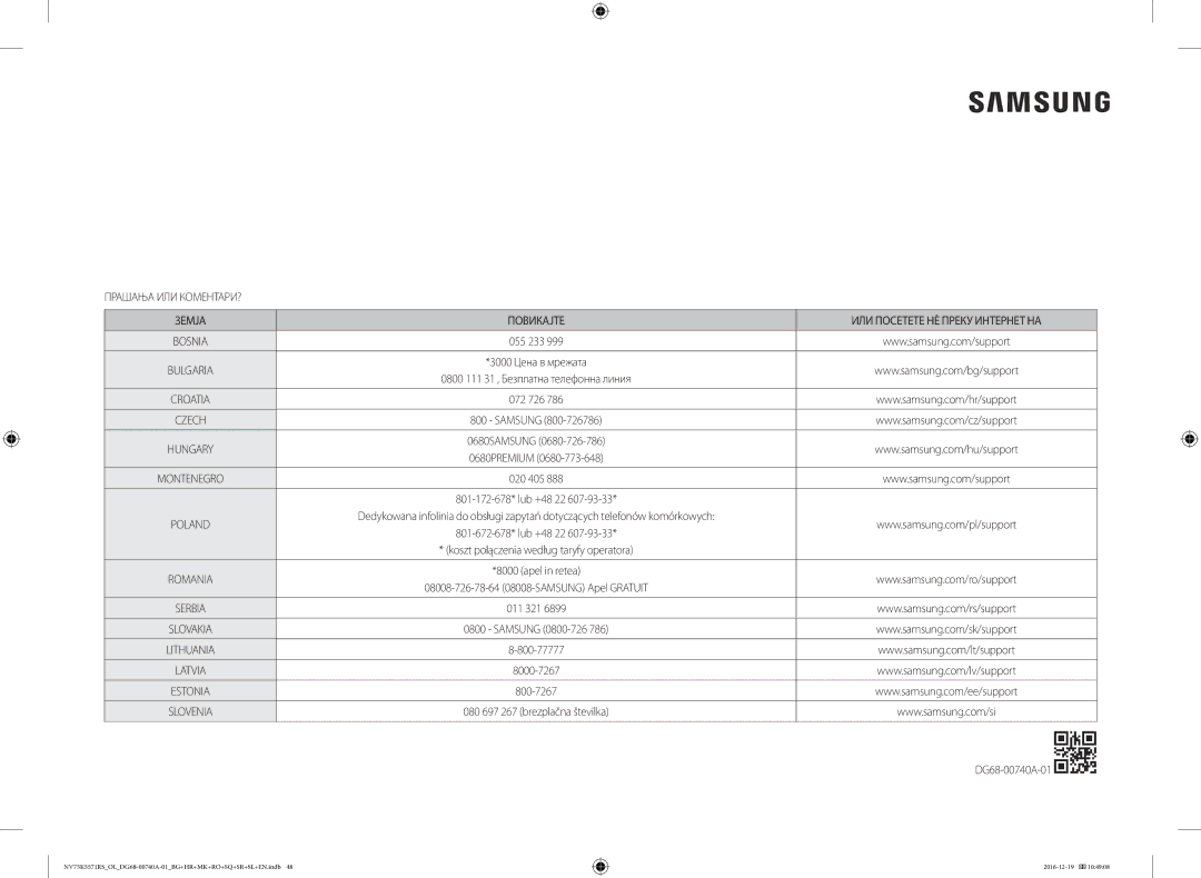 Samsung NV75K5571RS/EG, NV75K5571RS/OL manual 020 405 801-172-678* lub +48 22 