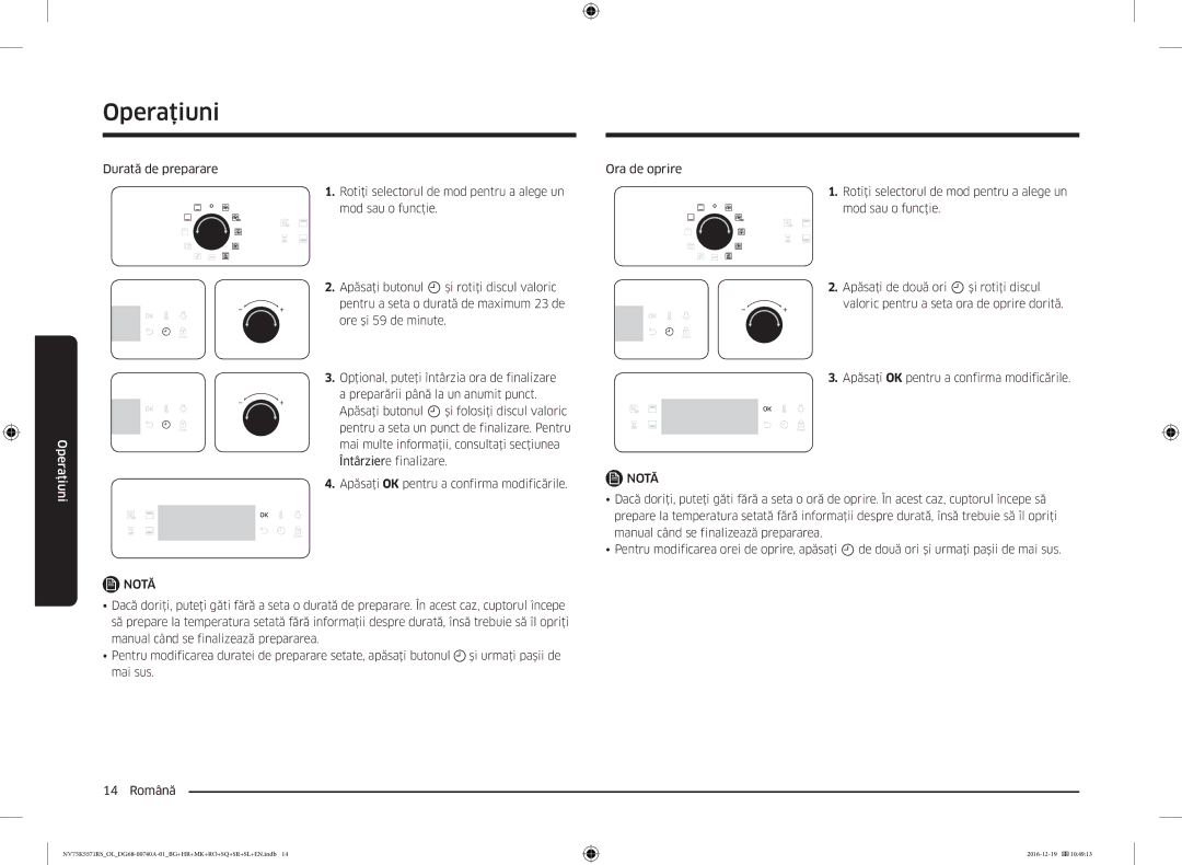 Samsung NV75K5571RS/EG, NV75K5571RS/OL manual Operaţiuni 