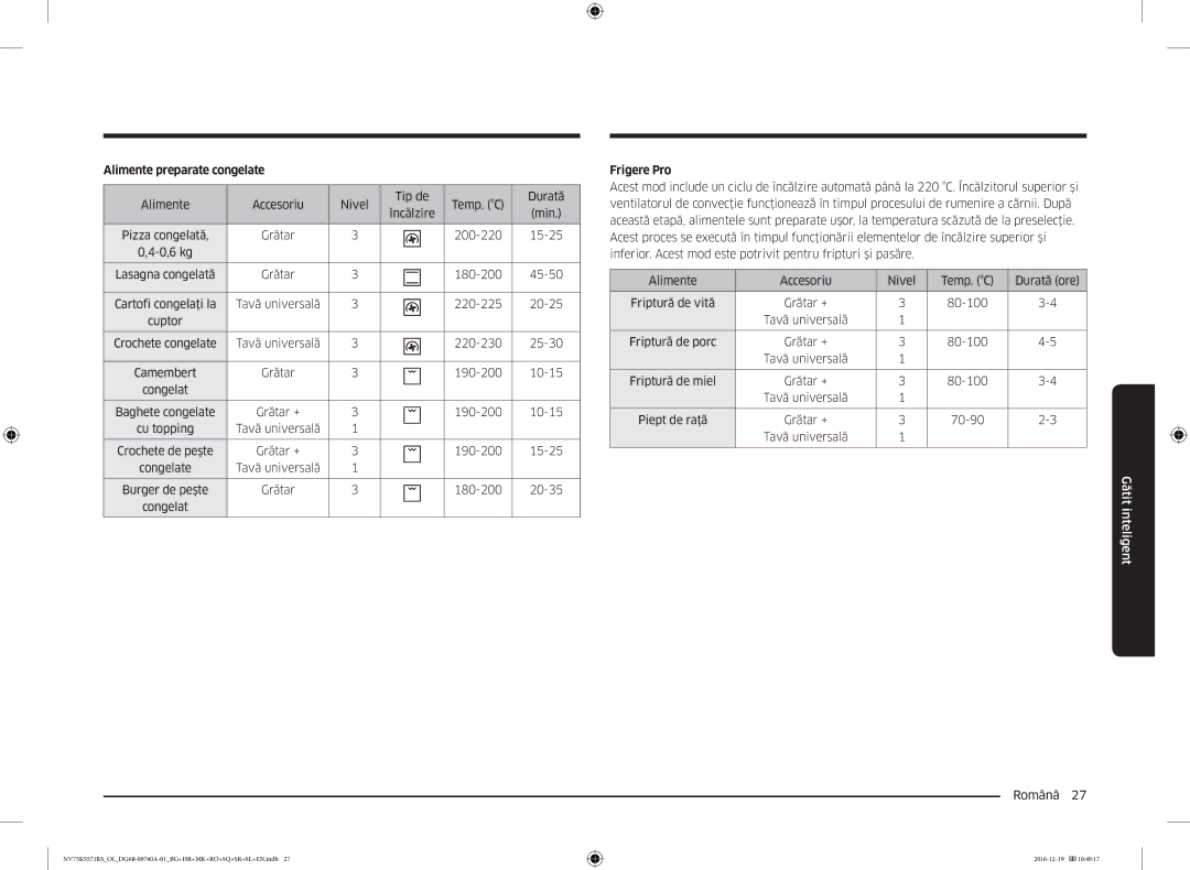 Samsung NV75K5571RS/OL, NV75K5571RS/EG manual Alimente preparate congelate, Frigere Pro 