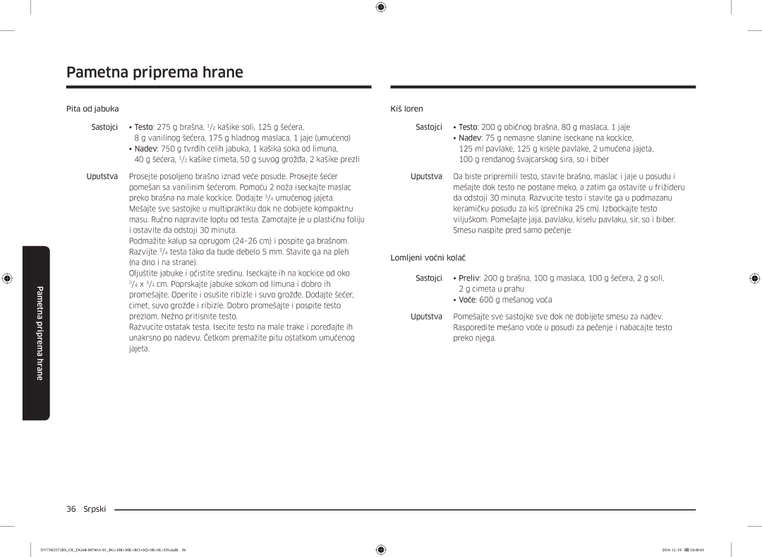 Samsung NV75K5571RS/EG, NV75K5571RS/OL manual Pametna priprema hrane 