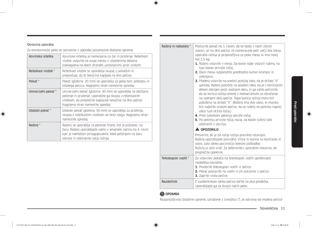 Samsung NV75K5571RS/OL, NV75K5571RS/EG manual Preverite, ali je bil ročaj ražnja pravilno vstavljen, Preprečite opekline 