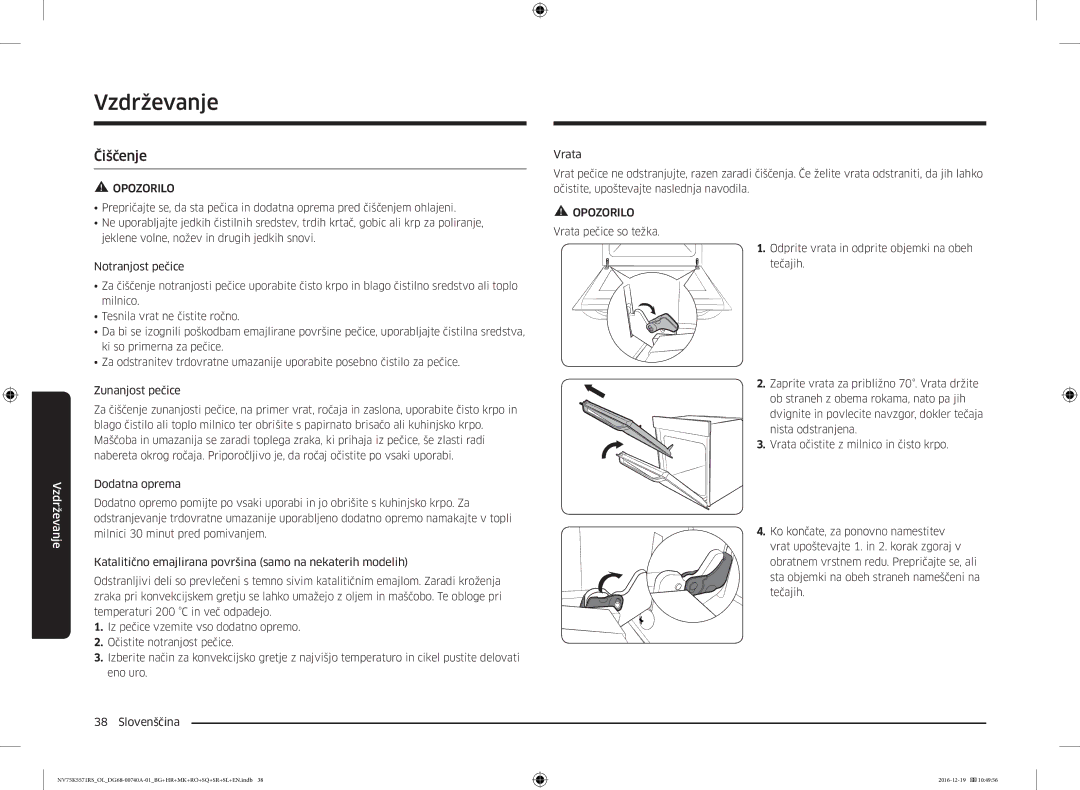 Samsung NV75K5571RS/EG, NV75K5571RS/OL manual Vzdrževanje, Čiščenje 