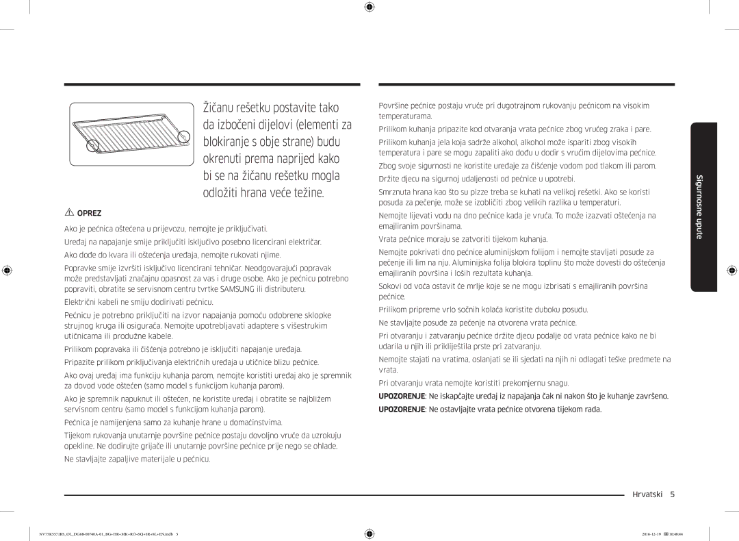 Samsung NV75K5571RS/OL, NV75K5571RS/EG manual Oprez 