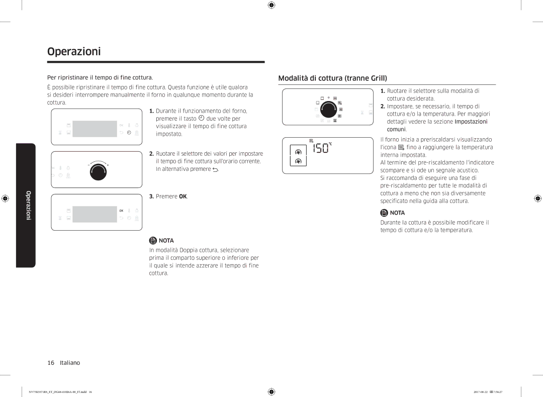 Samsung NV75K5571RS/ET manual Modalità di cottura tranne Grill 