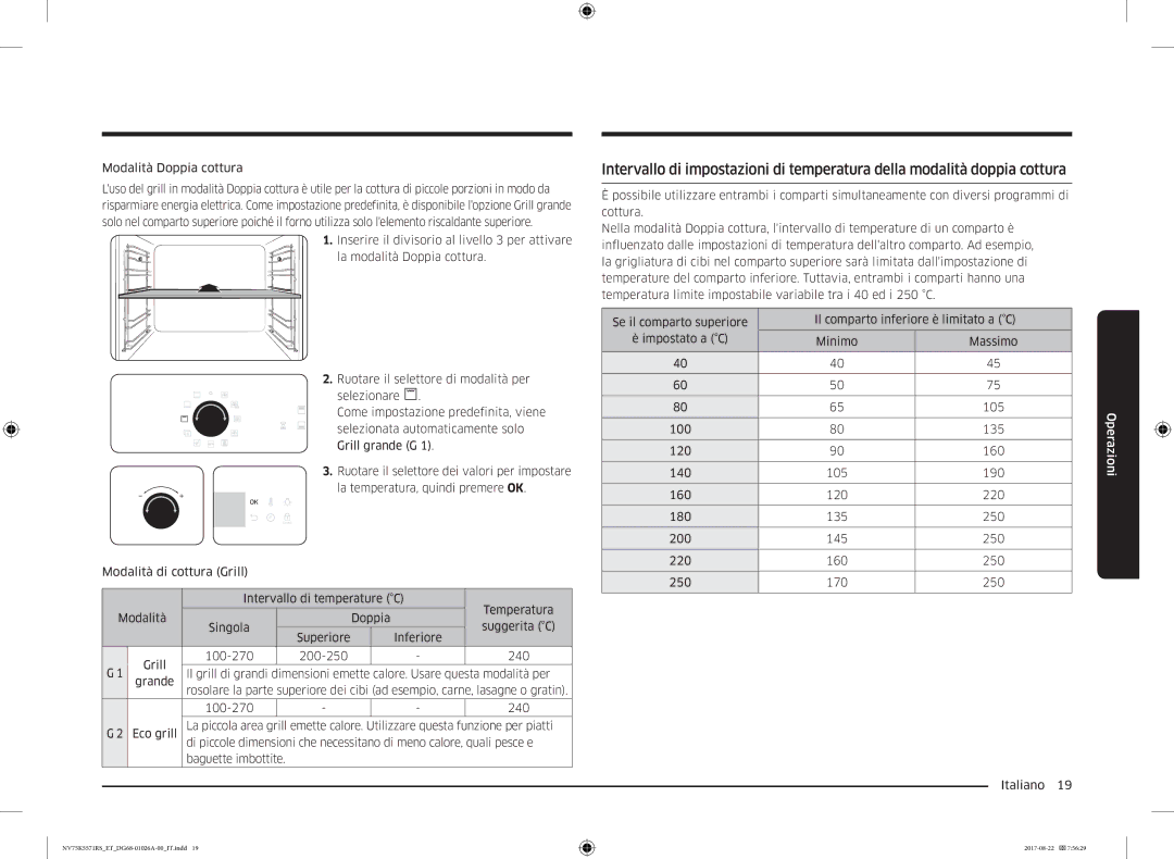 Samsung NV75K5571RS/ET manual Modalità Doppia cottura 