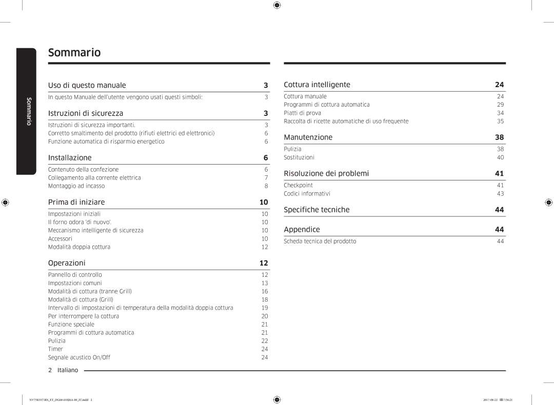 Samsung NV75K5571RS/ET manual Sommario 