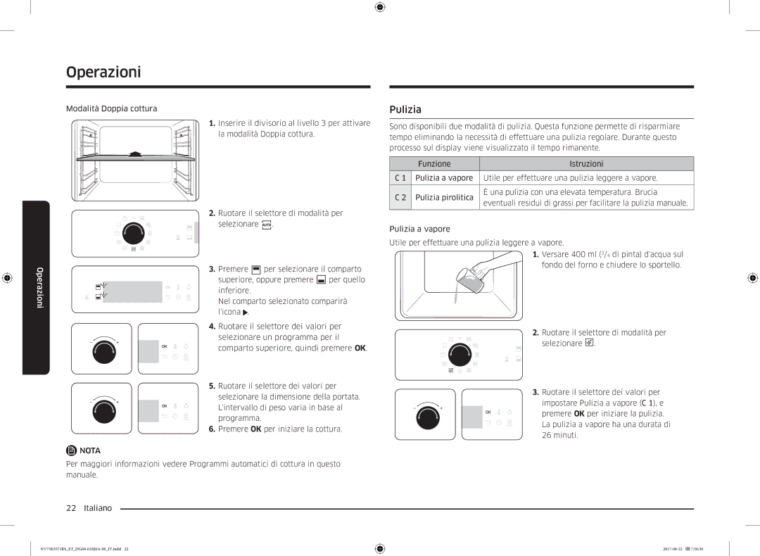 Samsung NV75K5571RS/ET manual Pulizia 