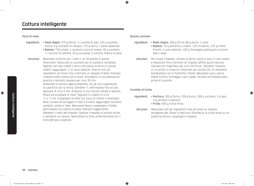 Samsung NV75K5571RS/ET manual Cottura intelligente 