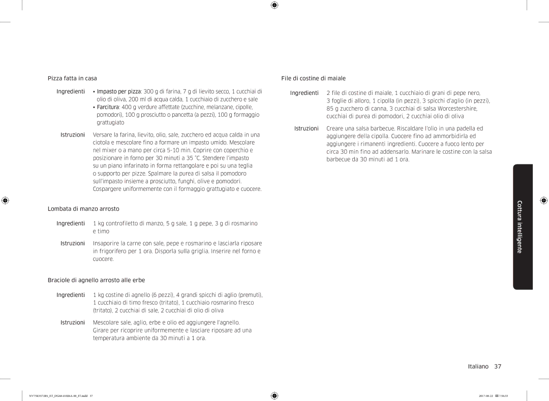 Samsung NV75K5571RS/ET manual Cottura intelligente 