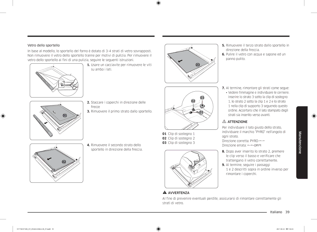 Samsung NV75K5571RS/ET manual Clip di sostegno 