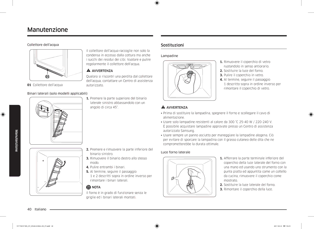 Samsung NV75K5571RS/ET manual Sostituzioni 