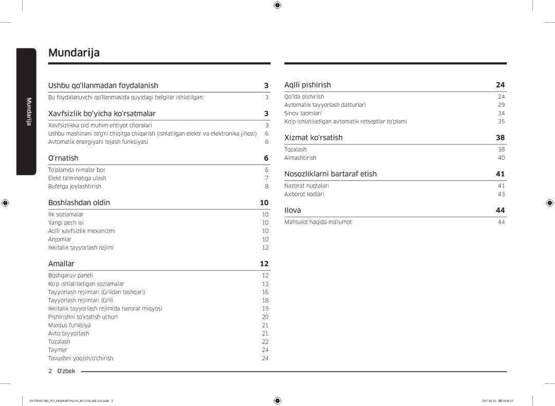 Samsung NV75K5571RS/WT manual Ushbu qo‘llanmadan foydalanish, Xavfsizlik bo‘yicha ko‘rsatmalar, ‘rnatish, Boshlashdan oldin 