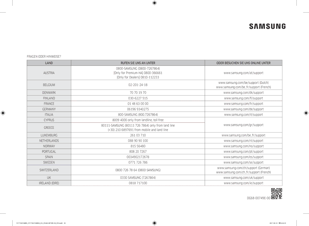 Samsung NV75M3340BM/EG, NV75M3340BS/EG manual DG68-00749E-00, 030-6227 