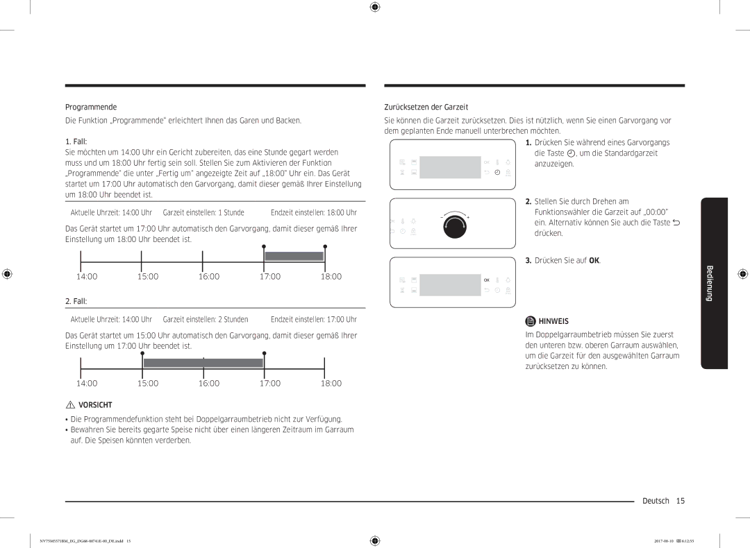 Samsung NV75M5571BM/EG manual Endzeit einstellen 1800 Uhr 